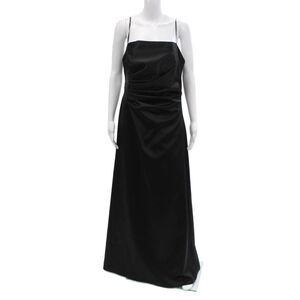 ABS Evening Womens Sleeveless Ruched Long Sleek Gown Black Size 14